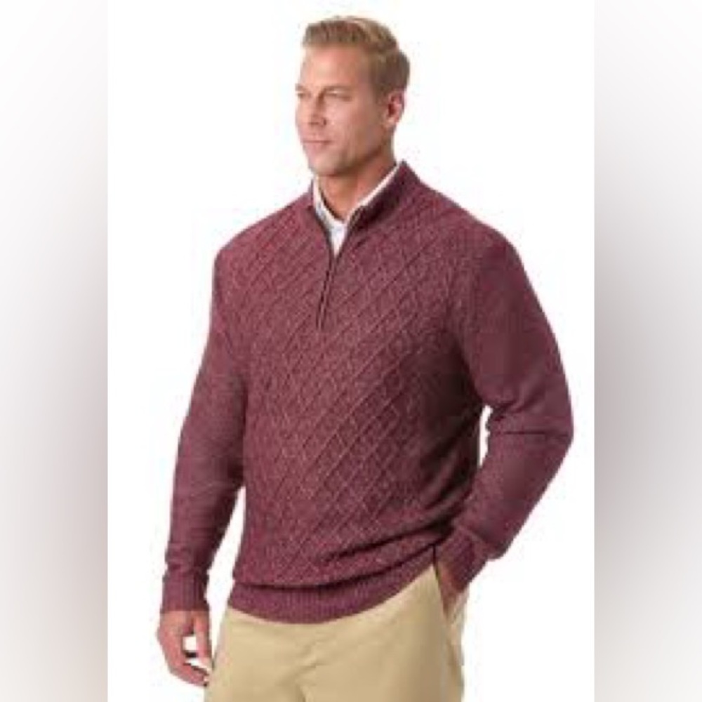 Cutter & Buck lambsWool Men's Maroon Zip-Up Sweater